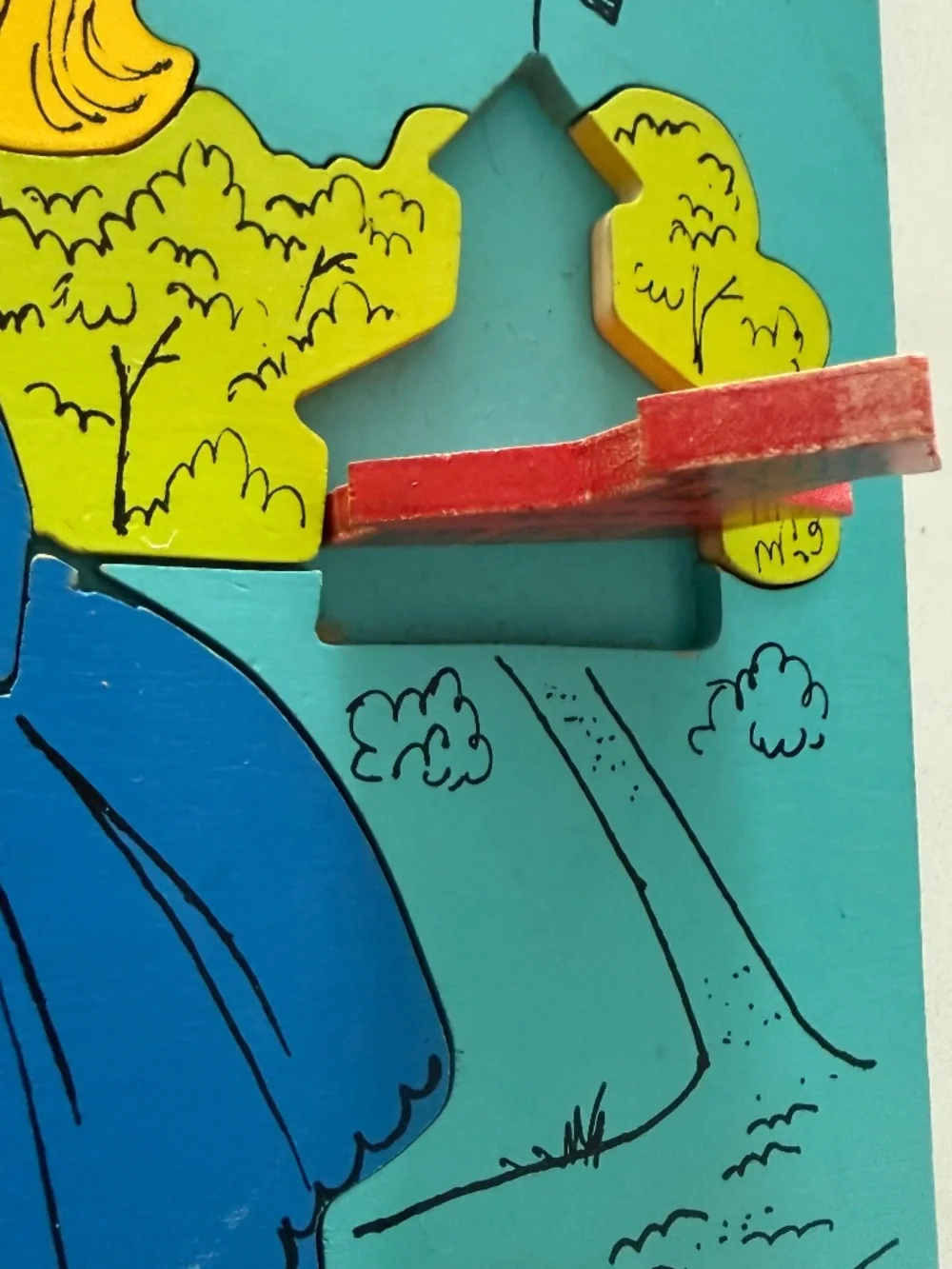 2 Vintage 60's Playskool Wooden Puzzles Mary Had A Little Lamb & Red Riding Hood
